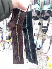 تصویر جوراب بالا زانو برجسته گندمی 