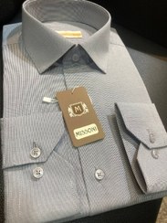 تصویر پیراهن مردانه آستین بلند کلاسیک راه راه قواره آزاد تک جیب کد ۲۰۰۲۷ - Xxl Homaymen Shirt