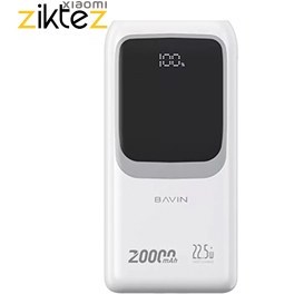 تصویر پاوربانک 20000 باوین Bavin PC1030S توان 22.5 وات و کابل متصل 