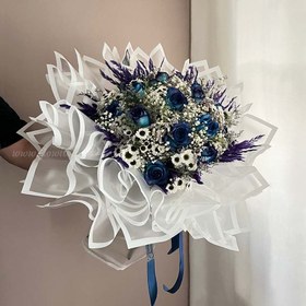 تصویر دسته گل رز آبی کد 41 