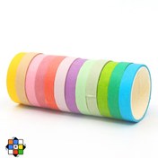 تصویر چسب کاغذی رنگی 12 رنگ باریک 