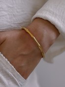 تصویر بنگل استیل طلایی استخوانی 