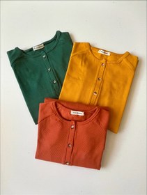 تصویر بلوز کبریتی کش مچ دار پاییزه - آجری 