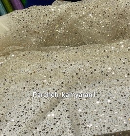 تصویر پارچه تور جسمیکو سفید پولک‌دوزی و ملیله‌دوزی - XXL 