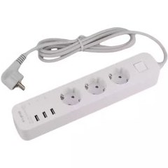 تصویر چند راهی برق ارت دار سه سوکت و سه یو اس بی هادرون Hadron P323 3 AC Outlets 3 USB PowerStrip