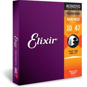 تصویر سیم گیتار اکوستیک الکسیر ۱۰/۴۷ Elixir acoustic guitar