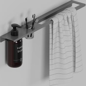تصویر آویز حوله و نگهدارنده مسواک و مایع 