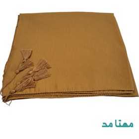 تصویر روسری نخی ساده طرح کندویی رنگ خردلی کد1-123 Utab scarf code 123