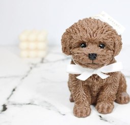 تصویر شمع دکوری دست ساز طرح پاپی (پودل) puppy candle