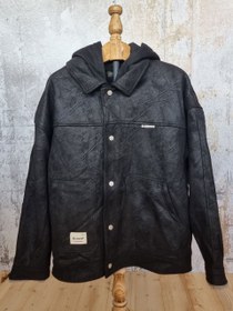 تصویر کاپشن مردانه وارداتی کلاه‌دار طرح چرم (چهارخانه) - سایز XL و XXL - XL 