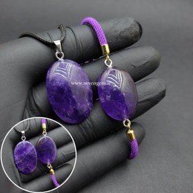 تصویر نیم ست زنانه سنگ آمیتیست برزیلی (کدA801) 