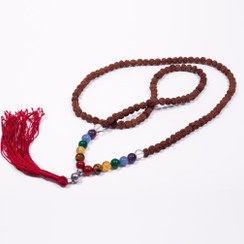 تصویر گردنبند هفت سنگ چاکرا همراه با 108 دانه مقدس رودراکشا 7 Chakras Rudraksha Necklaces