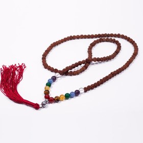 تصویر گردنبند هفت سنگ چاکرا همراه با 108 دانه مقدس رودراکشا 7 Chakras Rudraksha Necklaces