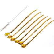 تصویر نی قاشقی طرح گل unique طلایی 