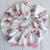 تصویر کلاه خواب ساتن ابریشم دورو سفید پاپیون 