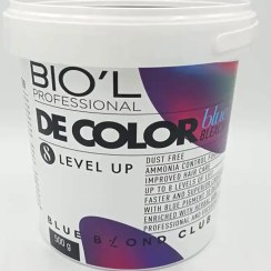 تصویر پودر دکلره آبی بیول BIOL بدون غبار سطلی وزن 500 گرمی 