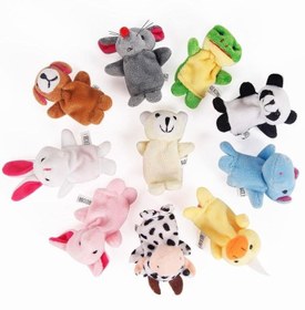 تصویر اسباب‌بازی عروسک انگشتی حیوانات نرم و پشمالو 10 تکه برند highland 10-Piece Soft Plush Animal Finger Puppet Toy