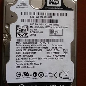 تصویر هارد لپ تاپ WD Black 250GB با دور 7200 