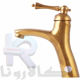 تصویر شیر‏ روشویی مدل ‎F3T3 طلایی 
