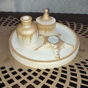 تصویر ست چهار تکه گلدان و قندان مراکشی رو میزی 