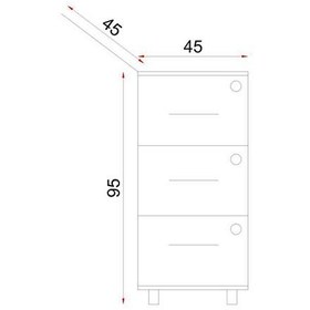 تصویر فایل سه کشو قفل دار با پایه ثابت مدل F110 