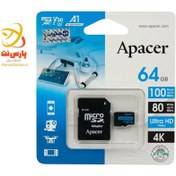 تصویر مموری میکرو 64 گیگ اپیسر Apacer Rioo A1 V30 U3 C10 100MB/s + خشاب 