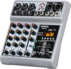 تصویر میکسر صدا BOMGE BM-05 MIXING CONSOLE Professional 5-Channel Audio Mixer with Effects Processor. BOMGE BM-05