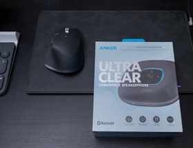 تصویر میکروفن کنفرانس Anker، بلندگوی بلوتوث PowerConf با 6 میکروفون، ارتقاء صدا، زمان مکالمه 24 ساعته، USB C، بلندگوی کنفرانس کامپیوتری سازگار با پلتفرم های پیشرو، برای دفتر خانه 