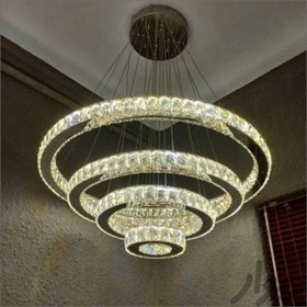 تصویر لوستر سقفی کریستالی حلقه ای4طبقه کد00268 Crystal ring ceiling chandelier, 4 floors, code 00268