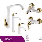 تصویر ست شیرآلات البرز روز مدل نیلا شیری طلایی ا AlborzRooz Faucet Set, Nila Milk-Gold AlborzRooz Faucet Set, Nila Milk-Gold