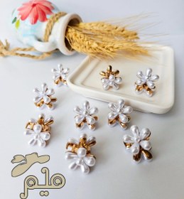 تصویر مینی کلیپس فلزی شکوفه مرواریدی Pearl blossom metal mini clips