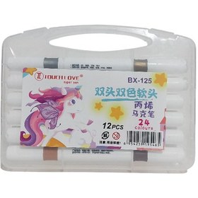 تصویر ماژیک دوسر 24 رنگ Touch Love مدل Bx-125 Touch Love 24-color double-ended marker, model Bx-125