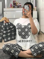 تصویر ست سه تیکه راحتی زنانه ladies 3pcs set home clothing