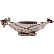 تصویر شاخه بلوط ظرف بیضی فلزی (کوچک) نقره ای – ظرف نقره ای 