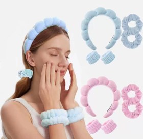 تصویر ست حوله ای هدبند و مچ بند 