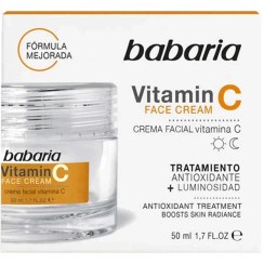 تصویر کرم صورت باباریا حاوی ویتامین C و آنتی اکسیدان مناسب انواع پوست 50 میل Babaria face cream containing vitamin C and antioxidants, suitable for all skin types, 50 ml