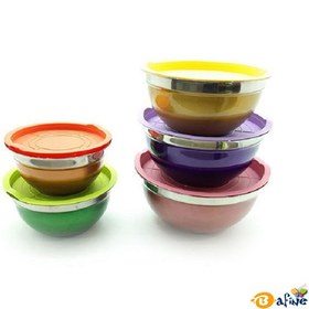 تصویر کاسه استیل درب دار 5 پارچه رومانتیک هوم 