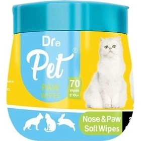 تصویر دستمال مرطوب دست و پای سگ و گربه دکترپت مدل Paw wipes بسته 70 عددی 