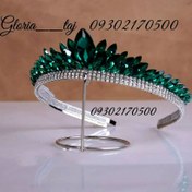 تصویر تاج عروس فرحی با گوشواره نگین سنگی 