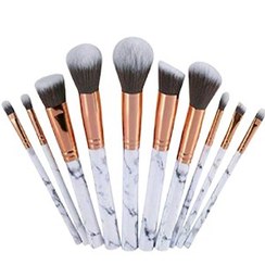 تصویر براش آرایشی 10 عددی طرح سرامیکی 10-piece cosmetic brush with ceramic design