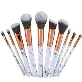 تصویر براش آرایشی 10 عددی طرح سرامیکی ا 10-piece cosmetic brush with ceramic design 10-piece cosmetic brush with ceramic design