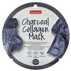 تصویر ماسک نقابی ذغال PUREDERM ا Collagen Mask Charcoal Collagen Mask Charcoal