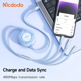 تصویر کابل شارژ سه سر 3.5 آمپر مک دودو مدل CA-3570 Mcdodo CA-3570 3in1 Retractable Charging Cable