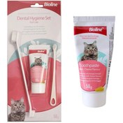 تصویر ست مسواک و خمیر دندان گربه بیولاین طعم پنیر وزن ۵۰ گرم 