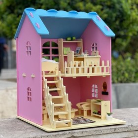 تصویر خانه عروسکی چوبی دو طبقه (کدd4) Dollhouse