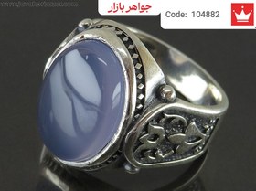 تصویر انگشتر نقره عقیق کبود خوشرنگ مردانه کد 104882 