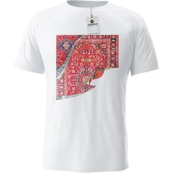 تصویر طرح فرش ایرانی به تلفیق خوشنویسی نماد مُقام بر روی تیشرت مردانه 