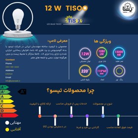 تصویر لامپ حبابی کم مصرف 12 وات برند تیسو TISOO 