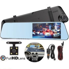 تصویر آینه خودرو دوربین دار برای ثبت وقایع نسل جدید 4.5 اینچ Car mirror with camera to record new generation events with Farsi menu