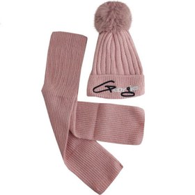 تصویر شال کلاه بافتنی کودکانه کرکی زمستانی ا kids winter hat scarf code:48206/5 kids winter hat scarf code:48206/5